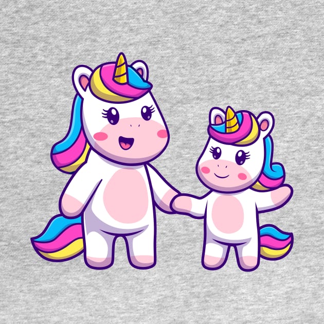 Cute Mom Unicorn With Baby Unicorn Cartoon by Catalyst Labs